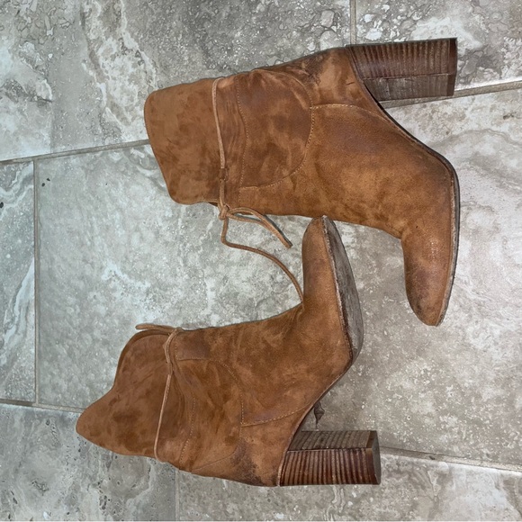 Free People Mila Heel Boots Women's Suede Ankle Bootie Tan Size 38, US 8 - Italy - Picture 13 of 13